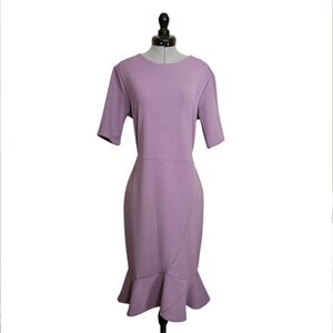 Quarter Sleeve Lilac Stretchy Midi Dress